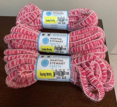 Lote de 3 Hilos Martha Stewart Artesanía Mambo León Marca Flamenco Rosa Nº 6 Voluminoso Foto 1 de 2