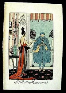 George Barbier LA BELLE MARRAINE 1919 seltene Schablone Originalausgabe - Bild 1 von 3