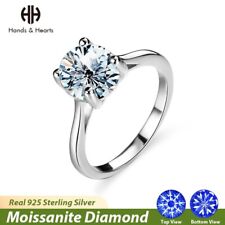 Real 2-3CT Moissanite Stones Classic Engagement Rings Women 925 Sterling Silver