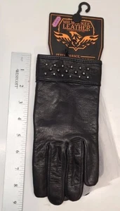 Milwaukee Leather MG7760 Women's Large Black Leather Gloves with Gel Palms - Picture 1 of 5