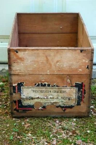 Antique Westminster Crackers Dawley Wood Wooden Shipping Box Crate 21x14x13 - Picture 1 of 4