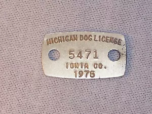 Licenza cane Michigan 1975 vintage n. # 5471 XT24 - Foto 1 di 2
