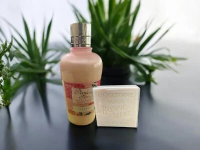 L'occitane Pivoine Loción Flora Milk 8.4oz + Jabón Bonne Mere Marsella 3.5oz Nuevo de Lote Antiguo Foto 1 de 4