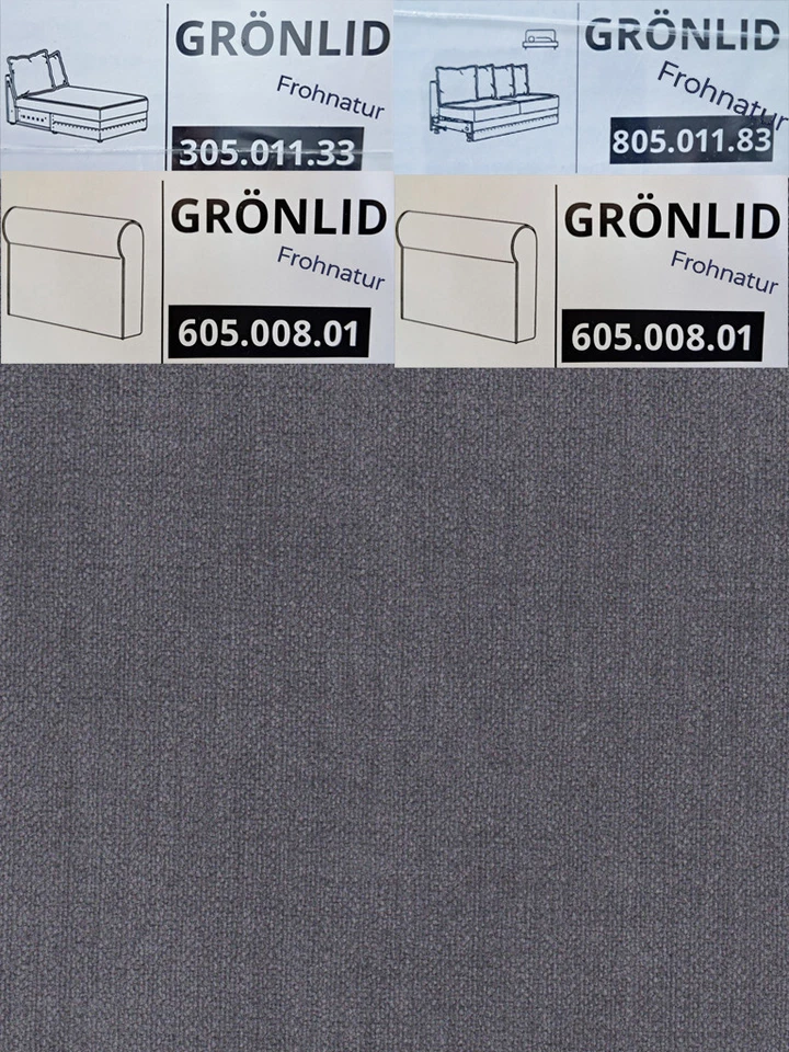 Ikea GRÖNLID Bezug 3er Sofa Recamiere 2x Armlehne Ljungen mittelgrau 605.008.01