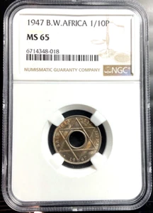 1947 British West Africa 1/10 Penny, NGC MS 65, KM-20, Attractive - Picture 1 of 2