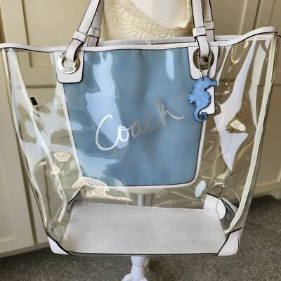 Coach Clear Beach Shoulder Tote Bag Crab Seahorse Summer Vacation Travel Cute - Image 1 of 4