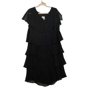 Vintage schwarz Stufen Chiffon Abendkleid von Patra Damen Medium formell Y2K - Bild 1 von 8