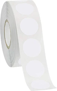 Self Adhesive Labels 3/4" Dot Circle Stickers White 1000 Labels 1 Roll Blank - Picture 1 of 2