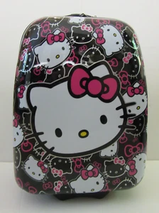 Hello Kitty Hard Shell Carry-On Rolling Suitcase Black Pink White Sanrio 18" - Picture 1 of 14