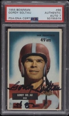 1955 Bowman Gordy Soltau Autographed PSA DNA 7 NM Auto San Francisco 49ers Star! - Image 1 of 2