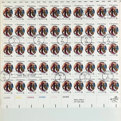 VTG Christmas Stamps National Gallery of Art Plate Block #s Sheet of 50 US 8¢ - Image 1 of 4