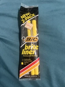 BIC Vintage 1985 Brite Liner fluoreszierende gelbe Tinte 2er-Pack Textmarker Marker - Bild 1 von 5