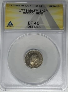 1773-Mo, FM Mexico 1/2 Real ANACS XF 45 Details Bent W5 - Picture 1 of 2