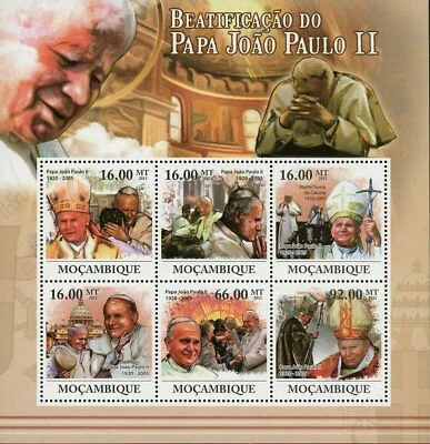 Sello Beatificación del Papa Juan Pablo II Madre Teresa Santos S/S MNH #4633-4638 Foto 1 de 4