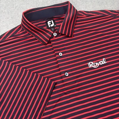 Camisa polo de golf FootJoy Lisle para hombre 2XL roja a rayas logotipo real ajuste atlético 2XL Foto 1 de 4