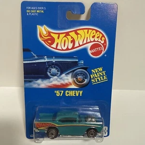 1993 Hot Wheels BLUE CARD #213 teal '57 CHEVY uh wheels NO HW SIDE TAMPO - Bild 1 von 6