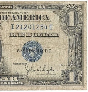Series 1935 C $1.00 ONE DOLLAR SILVER CERTIFICATE 3 And 2 Of A Kind And Off Ctrd - Picture 1 of 7