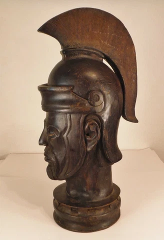 Antique Large Carved Wood Roman Soldier Architectural Newel Post Top 22" Tall Cover