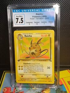 Pokémon TCG Raichu Fossil 29/62 Regular 1st Edition Rare CGC 7.5 Graded