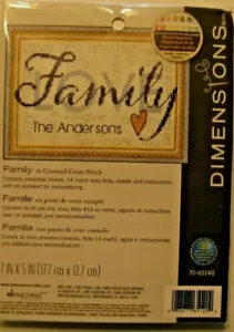 Kit "Famiglia" punto croce contato dimensioni 70-65140 7"x5" NUOVO - Foto 1 di 5