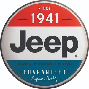 JEEP DESDE 1941 LETRERO BOTÓN ABOVEDADO DE METAL EN RELIEVE 24" ESTAÑO GARAJE HOMBRE CUEVA 4X4 - Imagen 1 de 2