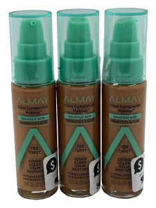 Almay Clear Complexion Make Myself Clear Makeup #705 Toast 3 Pack - Picture 1 of 2