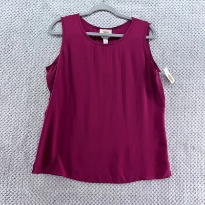 Camiseta sin mangas Talbots de colección para mujer 12 roja pura seda sin mangas cuello redondo carrera nueva Foto 1 de 4