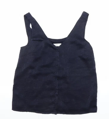 Camicetta donna Gallery blu lino scollo a V bottoni taglia S - Immagine 1 di 4