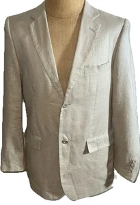 Vitali Men's Navy 100% Linen Blazer Jacket-Size :38 Regular Sport Coat Preowned - Picture 1 of 8