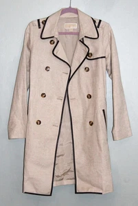 Michael Kors Trench Cappotto Donna Beige Marrone Bordo Doppiopetto Foderato Piccolo - Foto 1 di 5