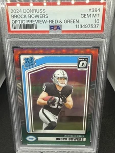 2024 Panini Donruss - Rated Rookie Brock Bowers #394 Optic Preview Red & Green - Bild 1 von 2