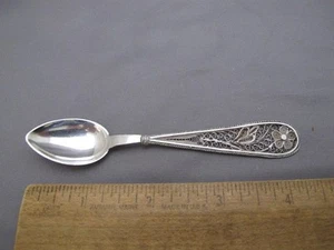 Vintage HANDMADE SILVER FILIGREE Handle DEMITASSE SPOON-Middle-East? - Imagen 1 de 4