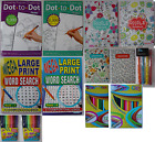 Adult Puzzles, Doodle Note Books, Extreme Dot to Dot, Crossword, Wordsearch