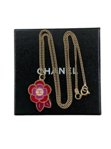 CHANEL Camellia CC Flower Motif 05P Necklace Gold Chain w/Box & Dust Bag F/S - Picture 1 of 5