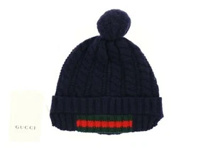 Gucci 249333 Kids Boys Knit Wool Beanie Hat Navy Size Small/ 14 Cm - Picture 1 of 2