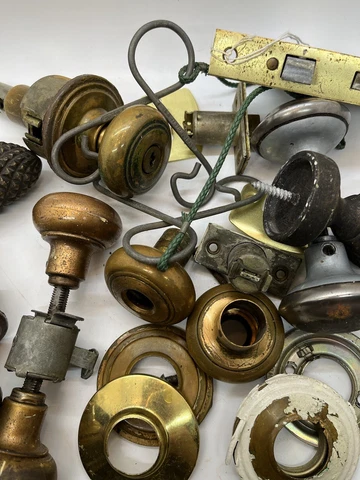 Vintage Lot  Old Brass, Metal Door Knobs,  Accessories and Misc. hardware Cover