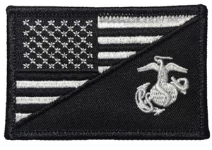 USMC USA FLAG United States Marine Corps US Army Eagle EGA Sew Iron on Patch BW - Picture 1 of 1