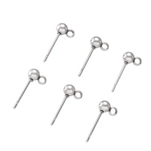 50x 304 Edelstahl Kugel Ohrring Pfosten glatt hängen Loch Fundstücke 15 mm - Bild 1 von 7
