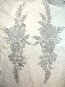 Apliques Bordados Plata Romántico Rosa Venecia Encaje Espejo Par 16" (DH83) - Imagen 1 de 1