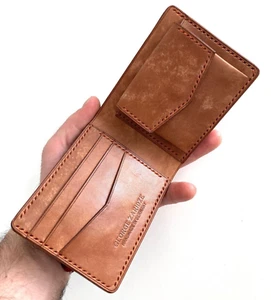 Handgefertigt Echt Leder Portemonnaie minimalistisch Geldbeutel mit Münzfach - Picture 1 of 7