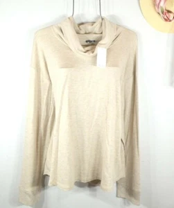 Splendid Women's Blouse XL Cowl Neck Long Sleeve Beige Pullover Top Shirt NWT - Picture 1 of 5
