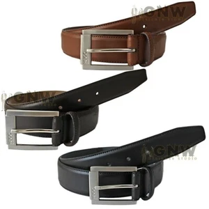 HUGO BOSS MEN'S HAND MADE LEATHER BELT Roberto BLACK, TAN ALL SIZES - Picture 1 of 16