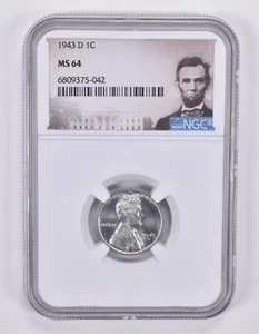 1943-D MS64 STEEL 'Silver Penny' WWII Lincoln Wheat Cent NGC - Picture 1 of 7