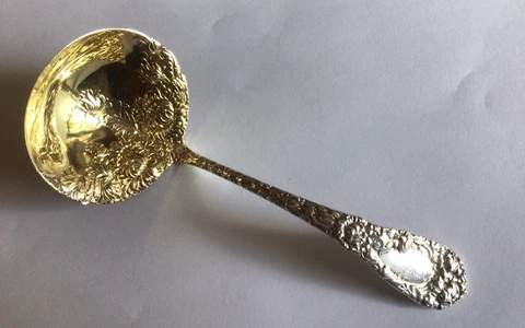 Large Chrysanthemum by Durgin sterling silver with Ladle Gold Washed Bowl Cover