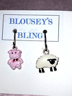 PLAYFUL ODD PAIR HOOK EARRINGS A PIG AND A SHEEP