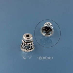 Oxidiertes Sterlingsilber Quaste Top/Perlenkappe/Halskette Ende Abdeckung 9,8 mm #33892 - Bild 1 von 4