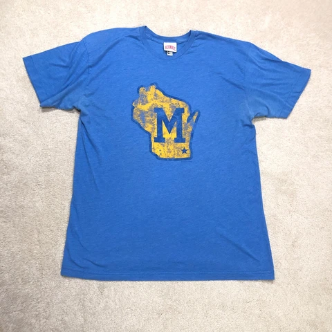 Sconnie Milwaukee Brewers T Shirt Mens Large Blue Single Stitch Cover