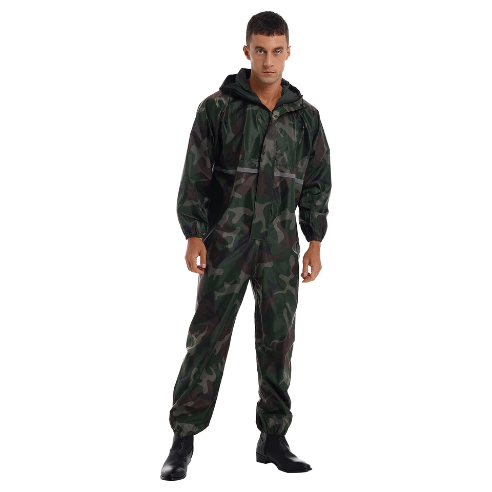 Unisex Jacket Lightweight Hooded Outfits Raincoat Traveling Pants Rainwear PVC - Image 1 of 3