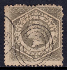 NUEVO SOUTH WALES — SCOTT 39a (SG 144) — 1860 6d QV WMK 49 P12 — USADO — SCV $110 - Imagen 1 de 2