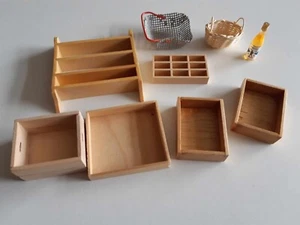 Dollshouse 1/12 assorted boxes trays shelves basket bottle - Picture 1 of 6